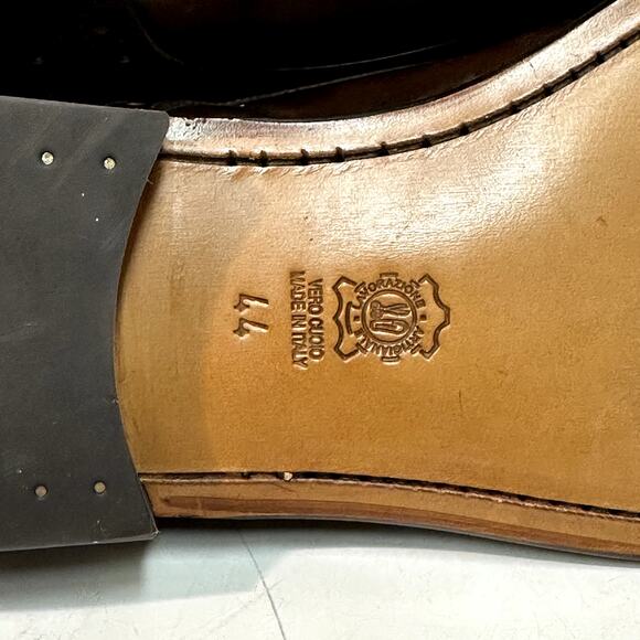 WORN TWICE Antonio Maurizi Brown Cap Toe Derby Brogue Made in Italy EU 44 US 11 - Picture 11 of 12